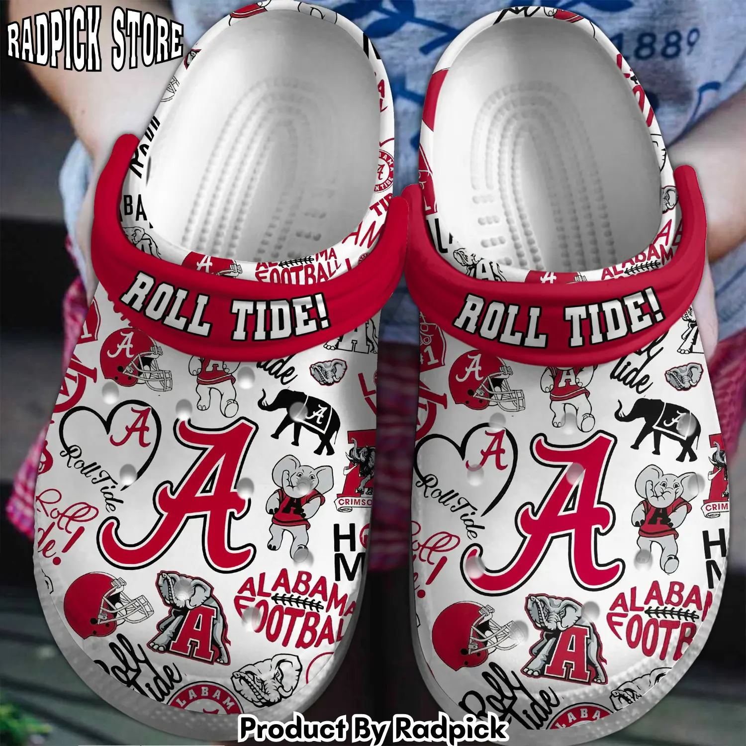 Radpick alabama crimson tide ncaa sport crocss crocband clogs shoes comfortable for men women and kids footwearelite exclusive n16 rp6528301